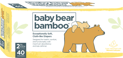 A carton of Baby Bear Bamboo diapers